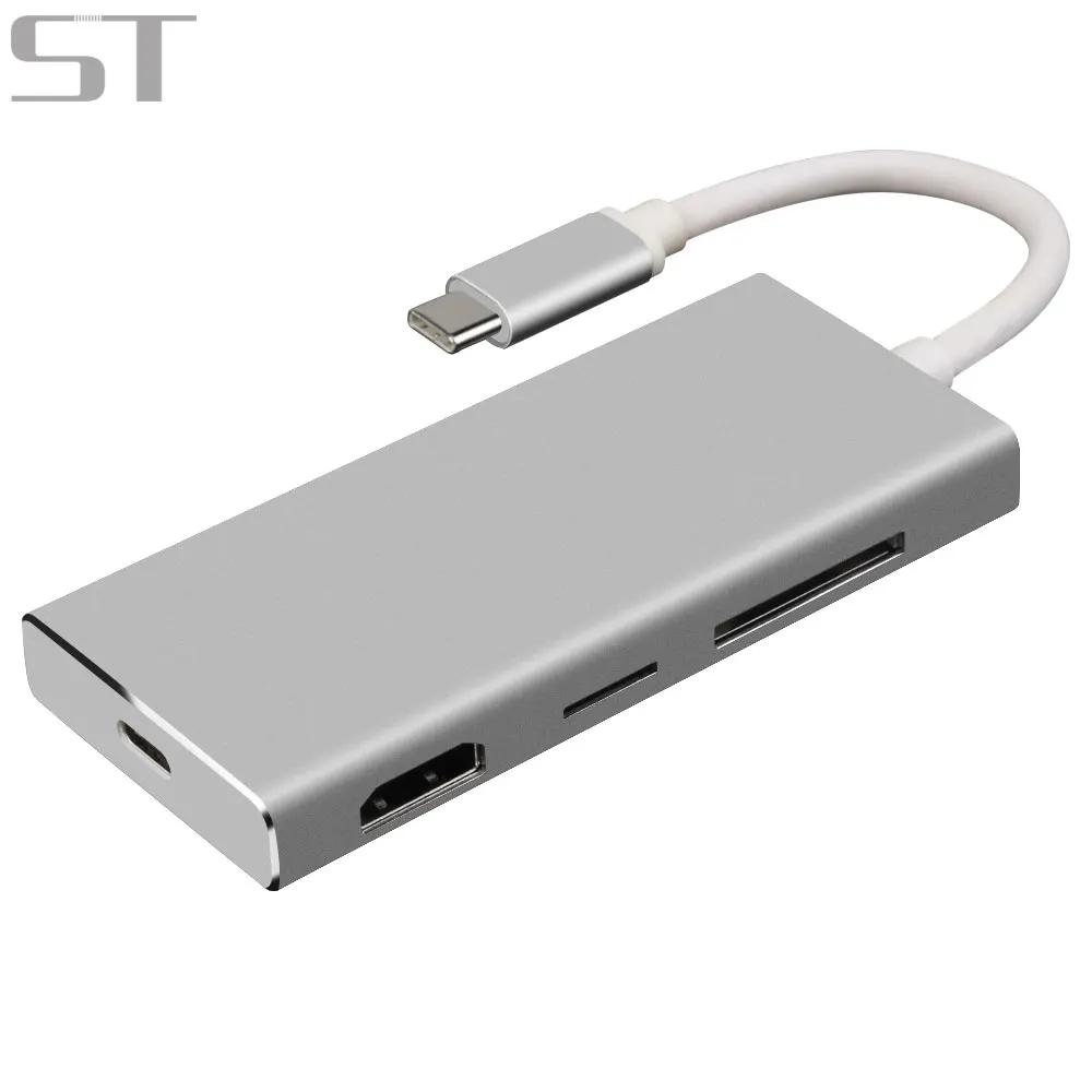 

Usb c 3.1 usb type c TF SD cards hub usb charging hub, Black