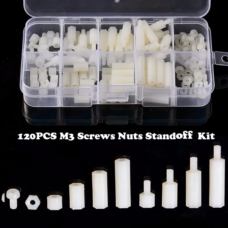 300pcs M3 Insulated Nylon Hex Screw Nut Spacer Standoff Assortment Kit