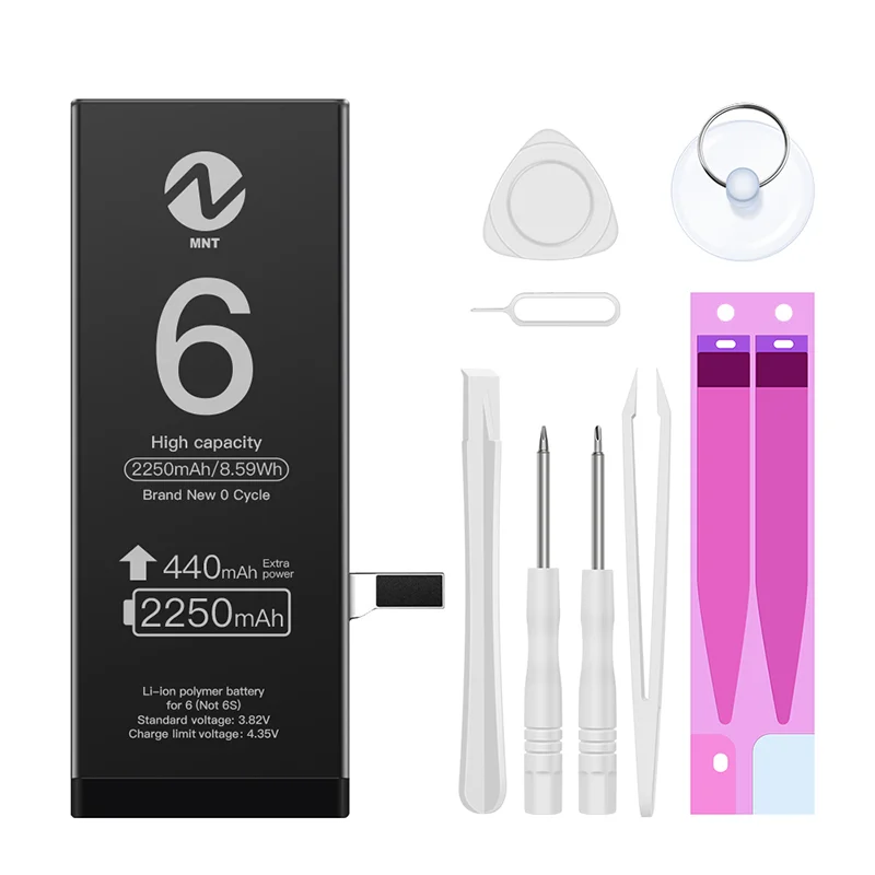 

Battery for iPhone 6 Battery 2250mAh with 24.3% more than Original batteries Li-ion, Black