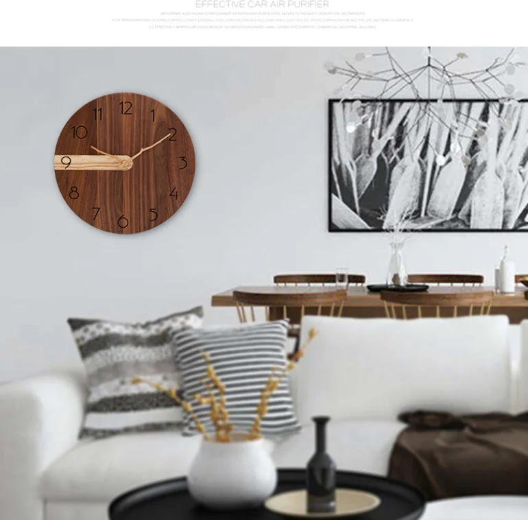 Wall Decor Solid Wood Wall Clock For Living Room Modern Clock Quiet