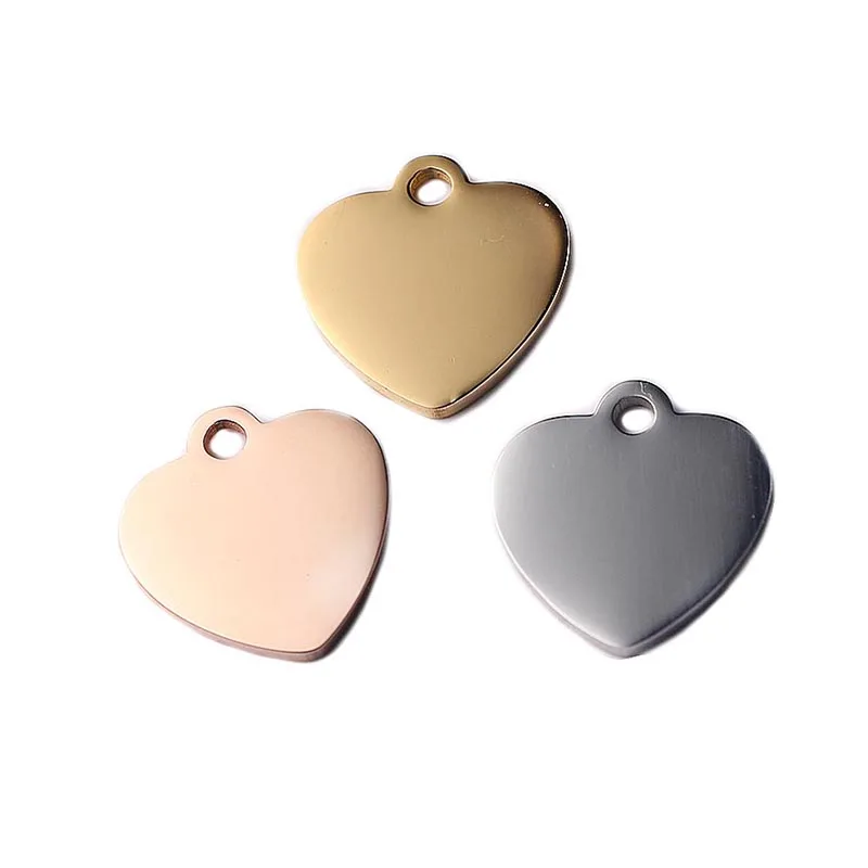 

17*16mm Stainless Steel Stamping Blanks Pendant High Polished Love Heart Charms For Women DIY Jewelry