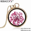 Beautiful real flower necklace for women gold chain glass bottle wishing pendant Plant specimens fancy