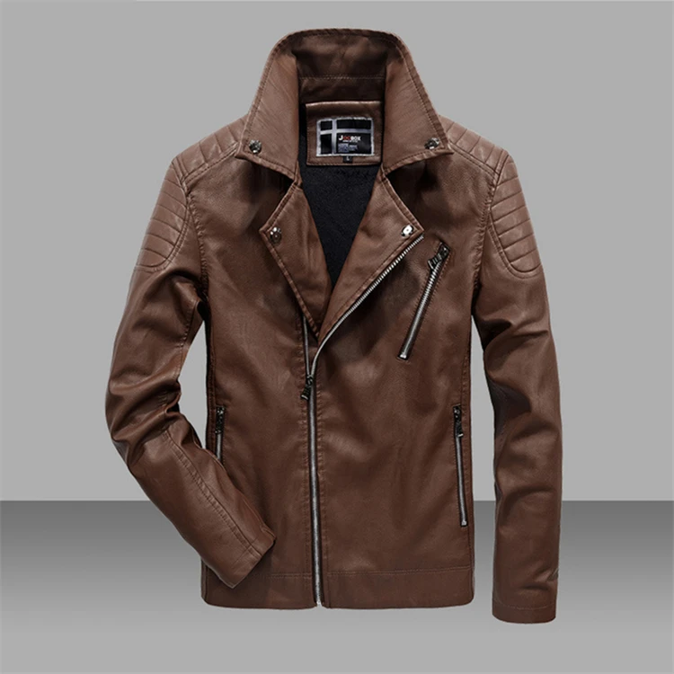 

Fashion Men's Motorcycle Pu Leather Jacket in Stock