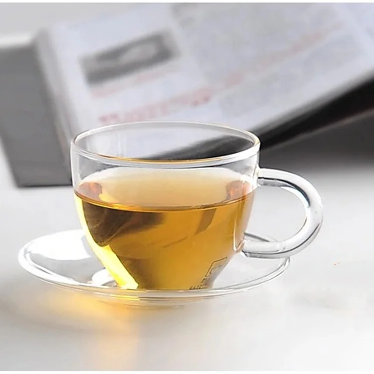 

180ml Coffee Mug Glass Teacup Handle Tea Cup for coffee, Clear
