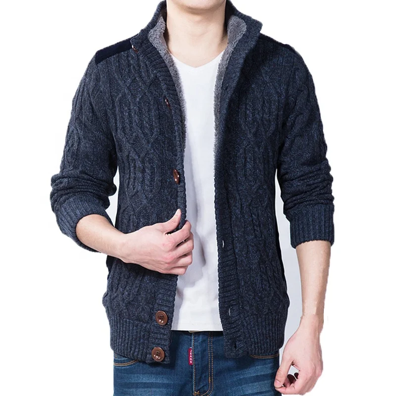 

Knit Sweater Men Thick Standing Collar Fancy Cardigan Man Sweater Winter Coat Men, As picture or customized