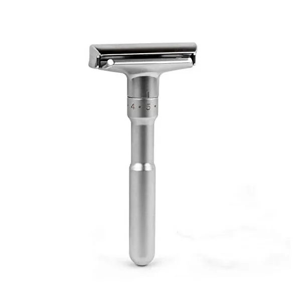 

Custom Logo Men's Adjustable Safety Razor Classic Shaving Double Edge Razor, Silver