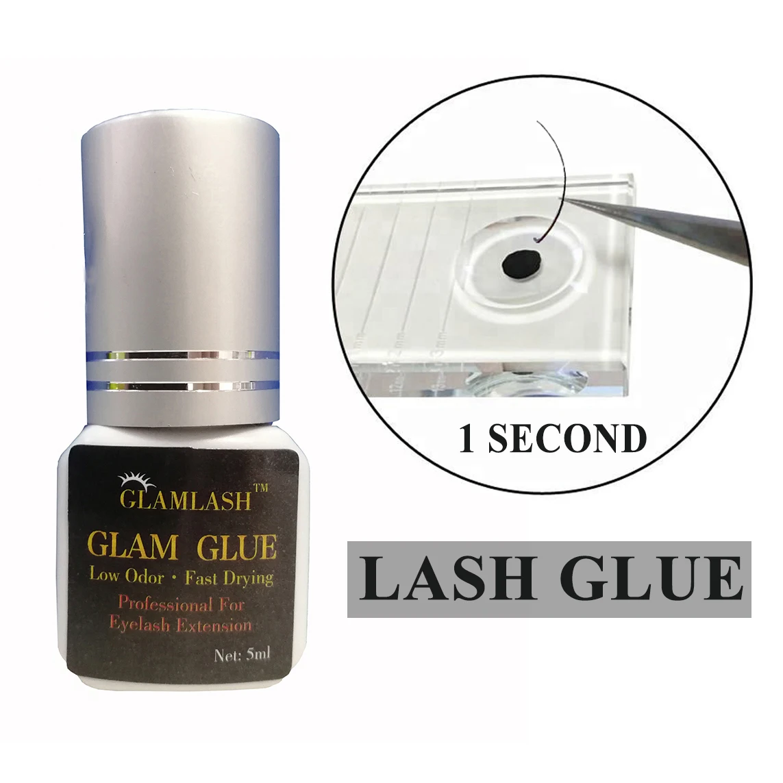 

Wholesale 5ml 1 Second Fast Dry Low Smell No Simulation korean eyelash extension glue adhesive oem latex free lash glue, Black eyelash glue
