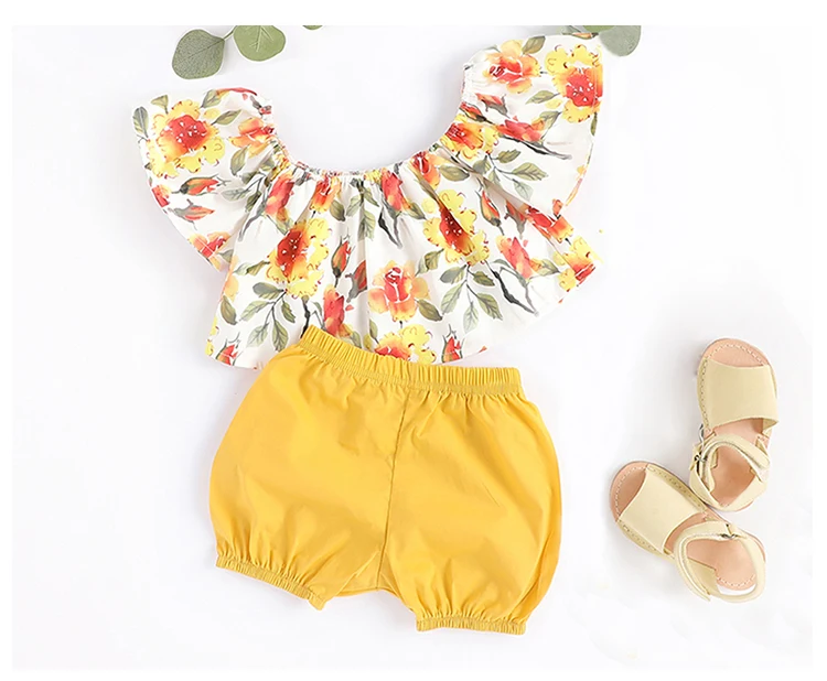 

2019 latest summer short-sleeved shorts suit, beautiful flower pattern, wholesale, Picture