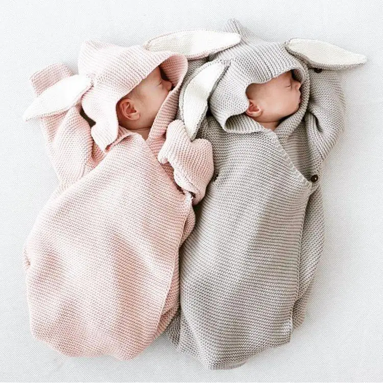 

New Infant Rabbit Ear Sleeping Bag Knitted Baby Rabbit Sleeping Bag, 4 colors for choose