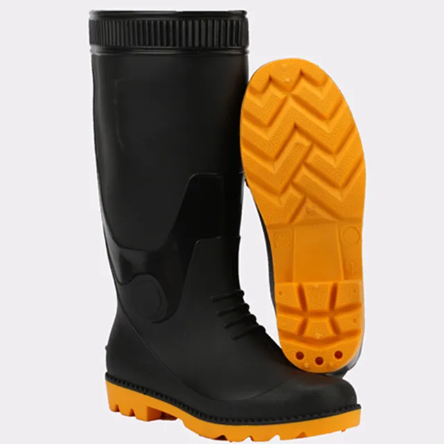 

Global hot explosive PVC GumBoots Anti Slip pvc rain boot, Black upper black sole
