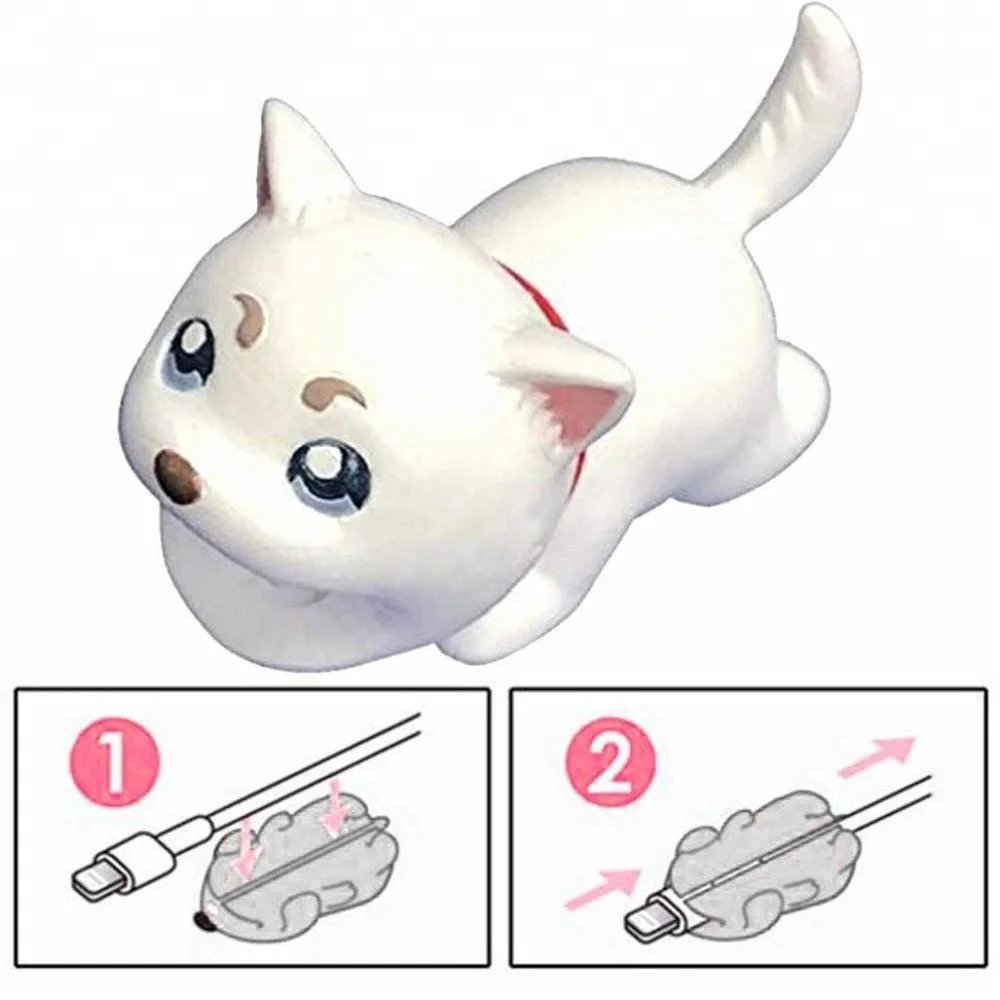 
custom pvc protector charger cute animal cable bite for phone 