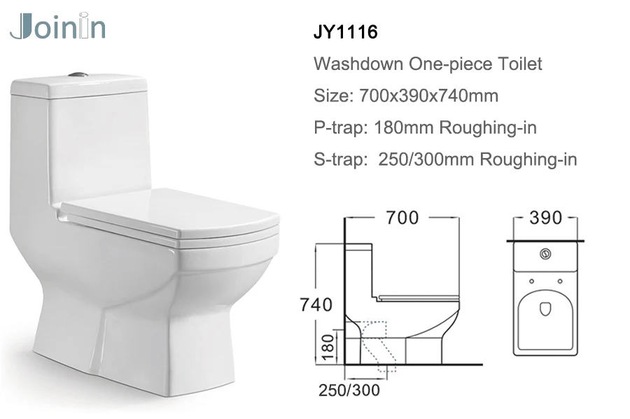 JOININ Bathroom sanitary ware human Ceramic Square washdown one Piece Toilet coconut toilet brush