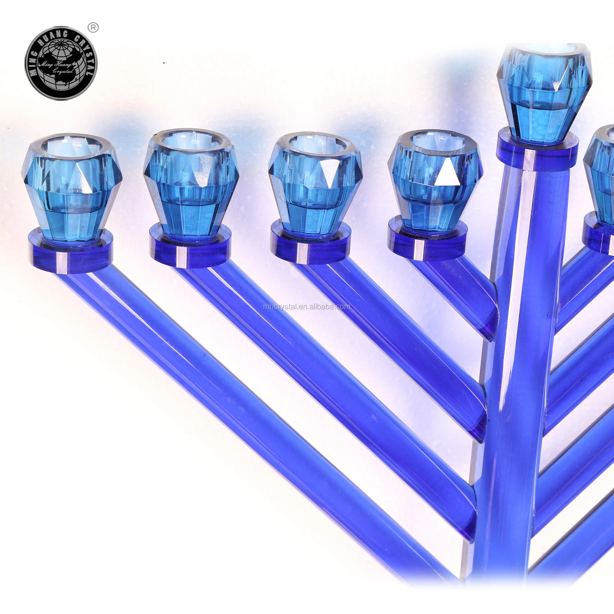 Hanukkah Menorah Candelabro De Cristal Azul Mhz0142 Buy Menorah