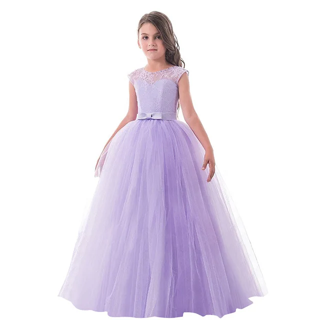 

Girl Party Dress Kids Summer Prom Dress Wedding Flower Girl Clothing Ankle Length Robe Sleeveless Lace New Frock Design 2019, As picture