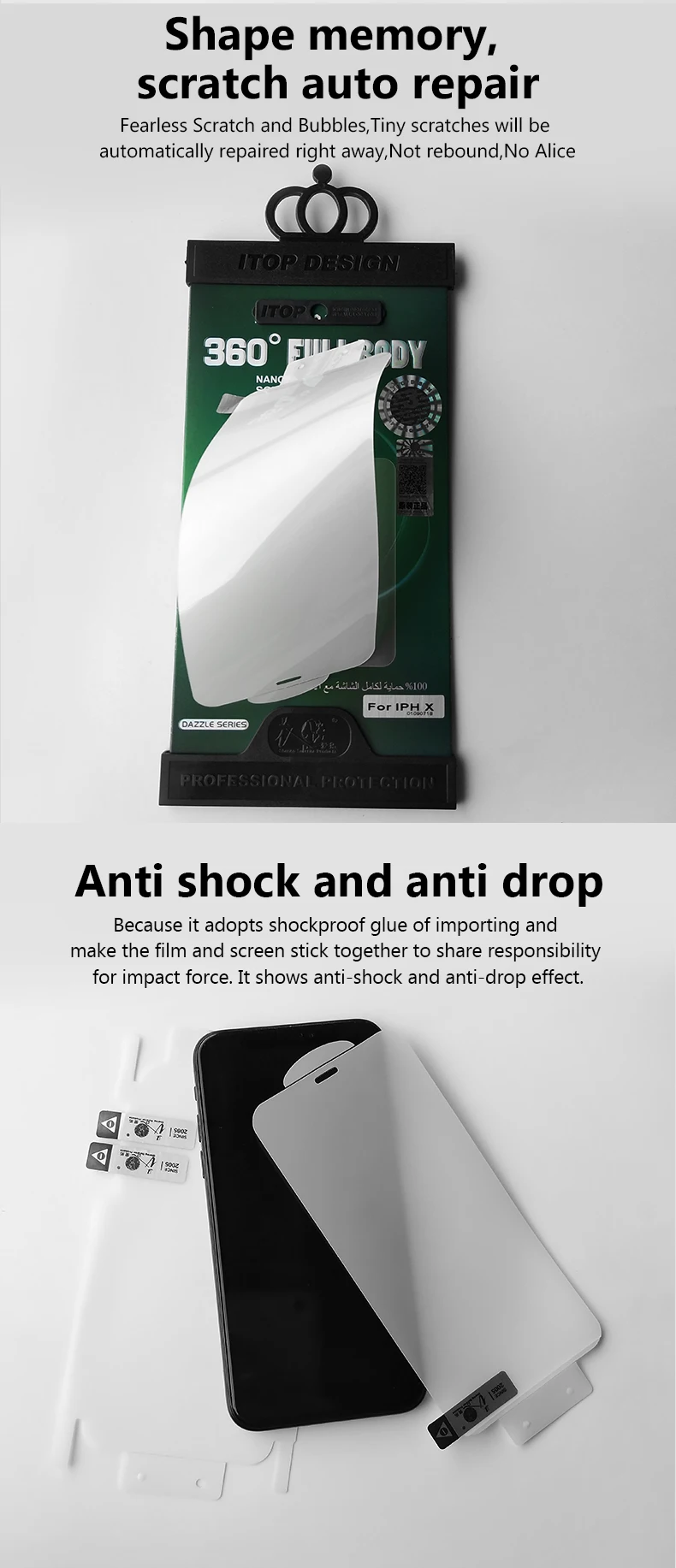 Clear full cover nano shape memory film TPU screen protector for iPhone XS / XR / XS Max