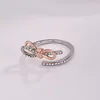 2019 Daihe New opening ring bow double color rose gold ring Korean fashion personality tail ring