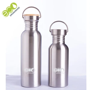 Image of stocked Food grade unique easy carrying custom logo hockey water bottle with bamboo cap