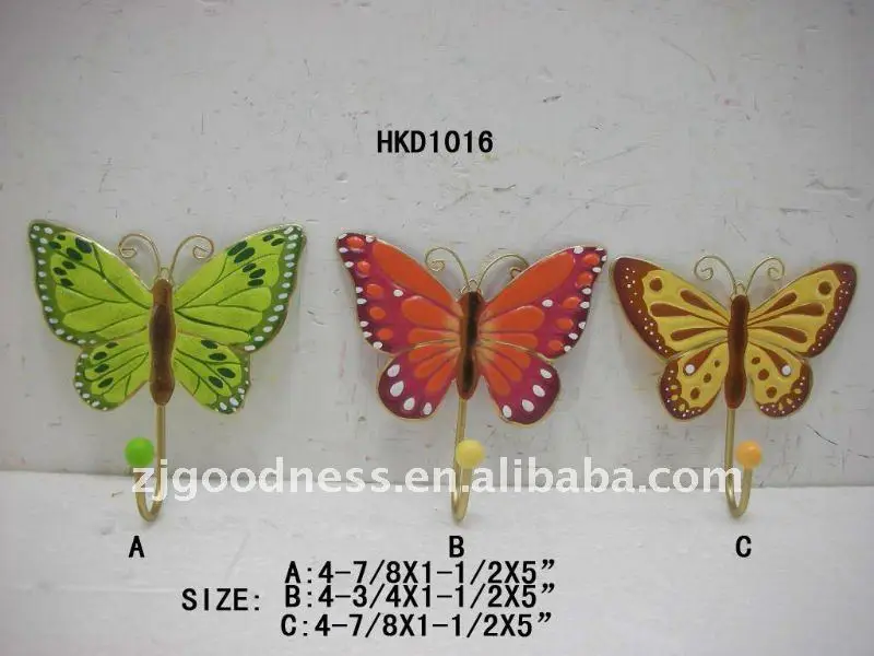Buona vendita farfalla ganci da muro in metallo decorazione della ... Decorazione Muro recinto