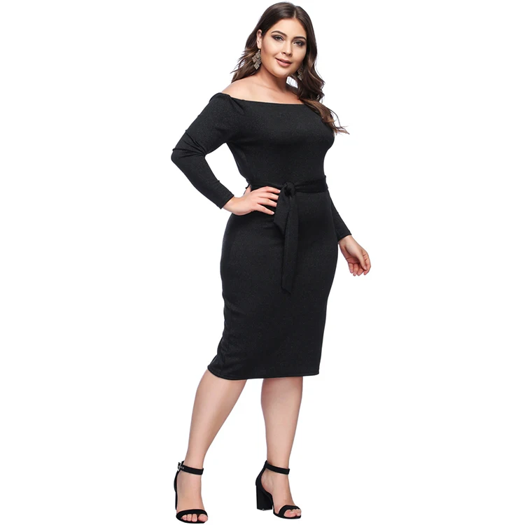 Sexy One-shoulder Fat Lady Tight-fitting Hip Lady Bodycon Dress - Buy ...