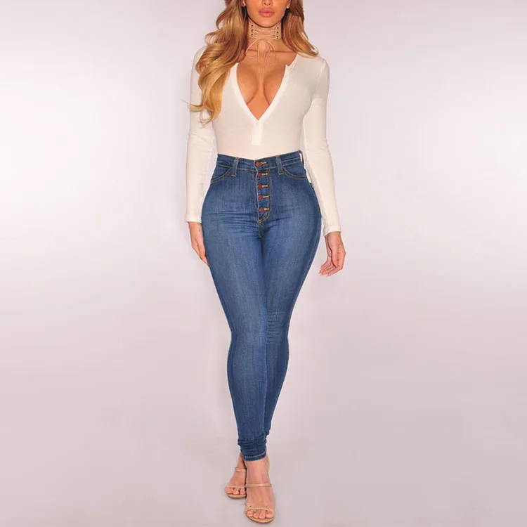Women's Body Fit High Waist Skinny Jeans Denim Jeans For Women Buy