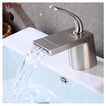 Fyeer New Style Nickel Finished Waterfall Brass Bathroom Faucet