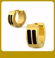 Hot Selling Fashion Stainless Steel Flat Big Huggie Earring Micro Pave Bali Hoop Earrings