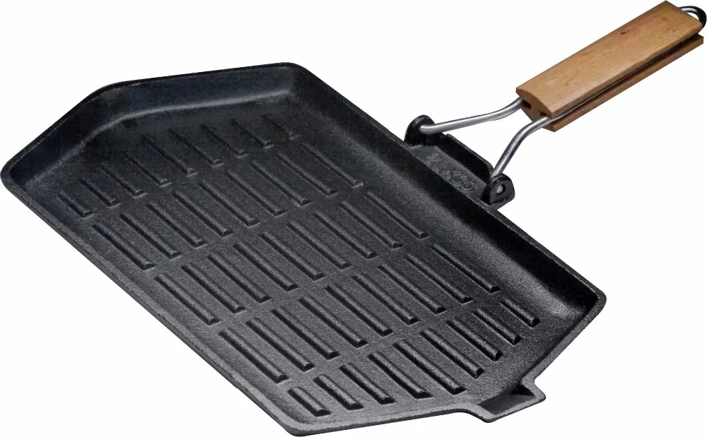 Bbq Grill Pan Preseasoned Cast Iron Grill Pan With Removable Handle