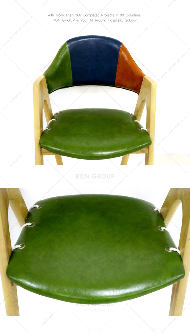 Custom modern coffee shop wooden dining chair with arms