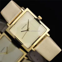 

lady leather gold square watch branded fashion square watch