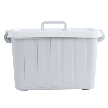 grey plastic storage bins