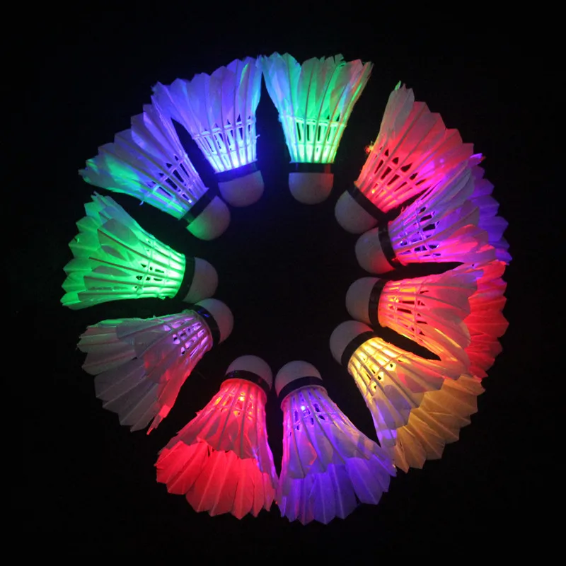 4piece Badminton Sets Led Shuttlecock Colorful Dark Night Led Badminton Birdies Glow In Dark