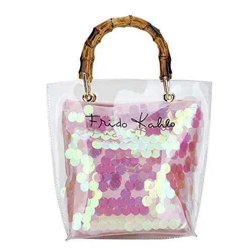 

2021 Shenglu newest bamboo handled summer handbags bamboo pvc tote handbags set bags quality bags (XJMK3)
