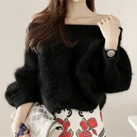 

hot sale winter off shoulder cashmere soft women sweater knitted pullover