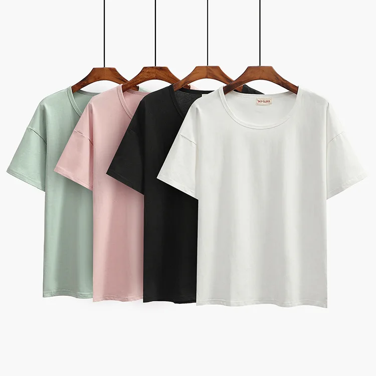 
Wholesale custom brand plus size casual style blank white t shirt for woman 
