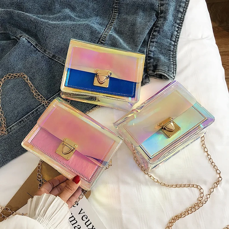

B13886A Lady Transparent jelly bag colorful small shoulder bags