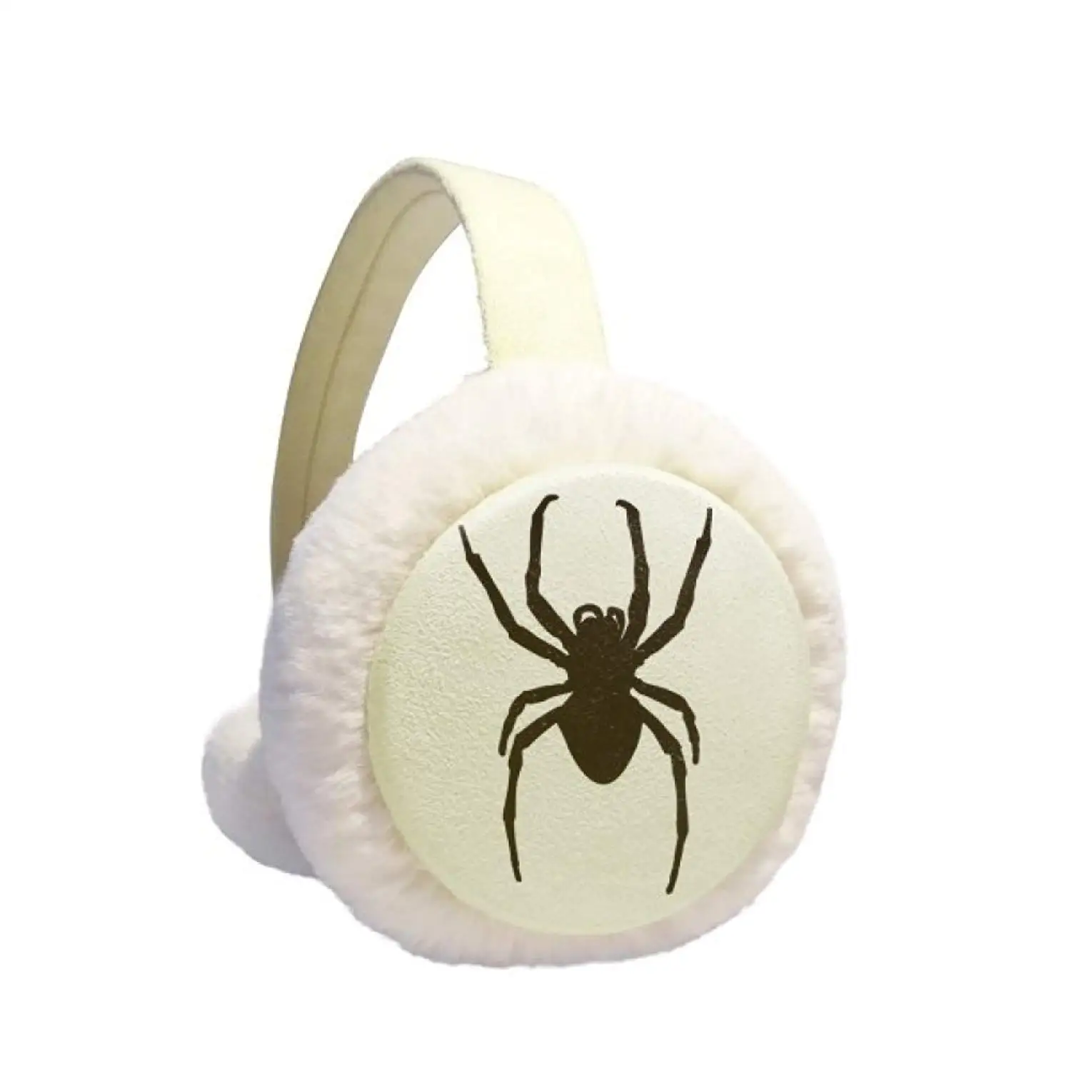 Black Illustration Insect Spider Pattern Winter Earmuffs Ear Warmers Faux Fur Foldable Plush Outdoor Gift