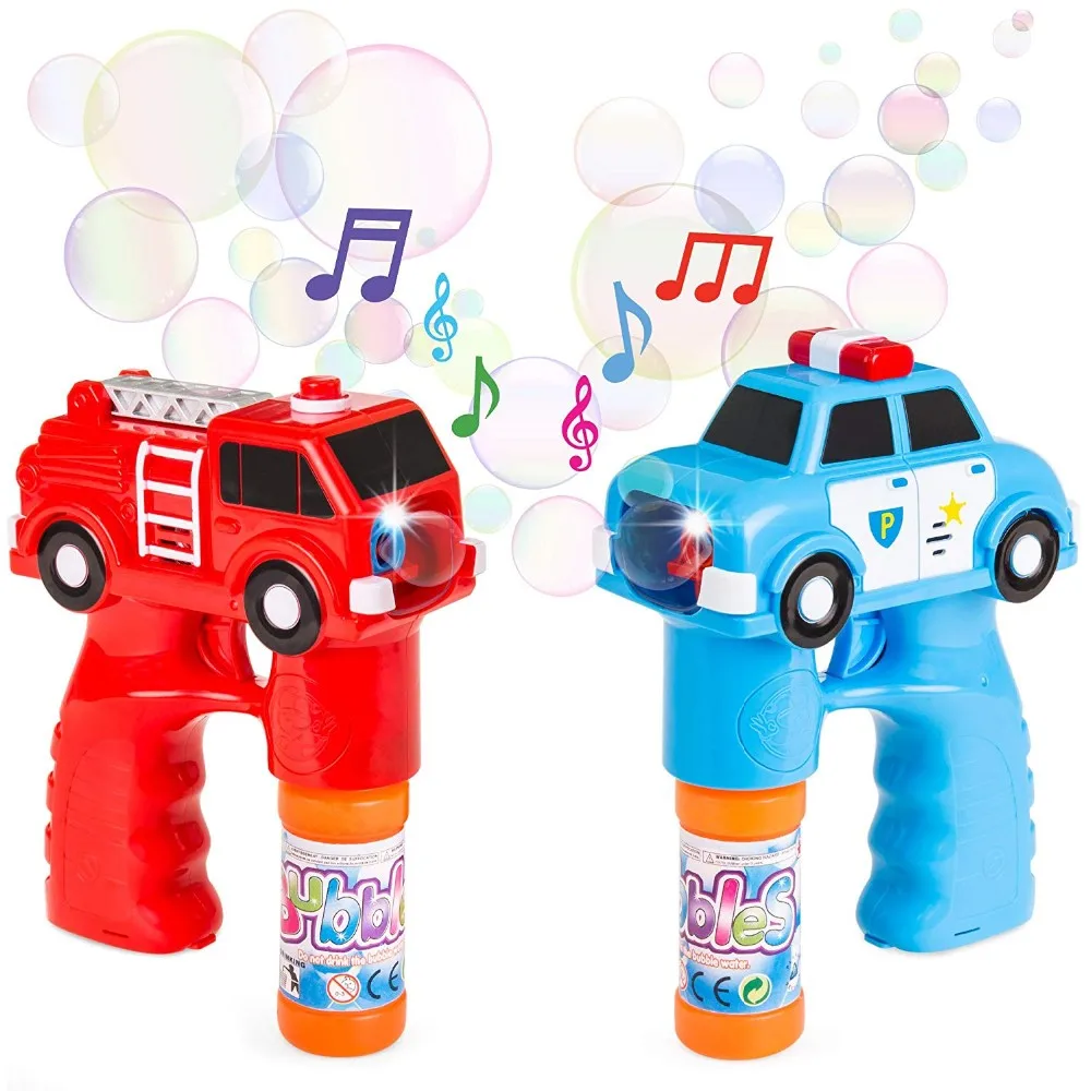 Light Up Fire Truck Bubble Blaster Shooter Gun Bubble Machine Gun Led