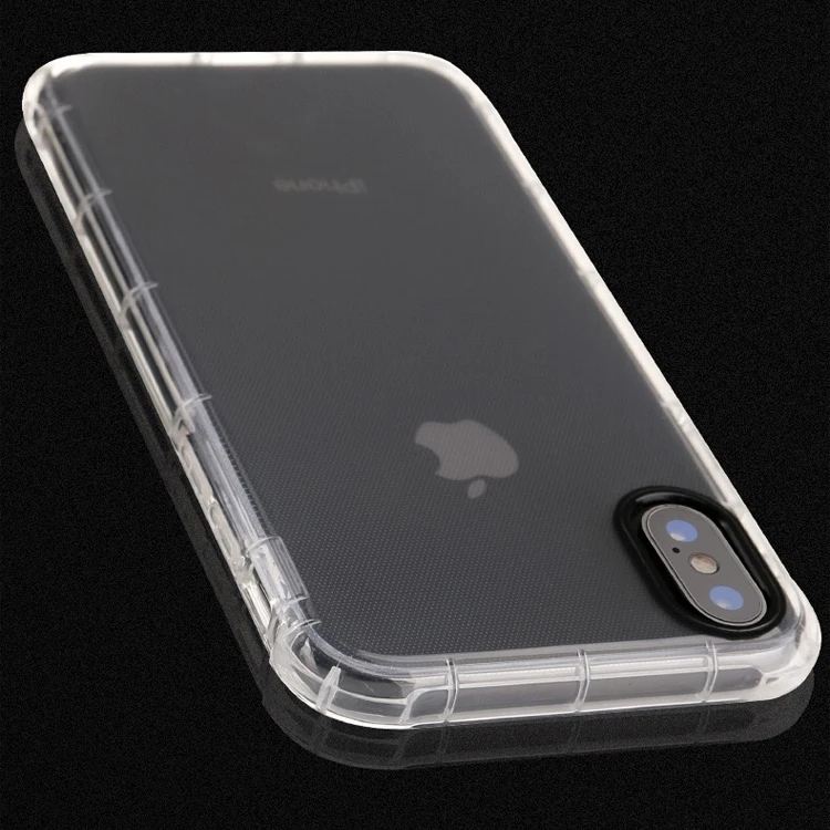 Anti Shock Phone Case Clear Transparent Camera Protective TPU Slim Back Cover Case for iPhone X XS 5.8