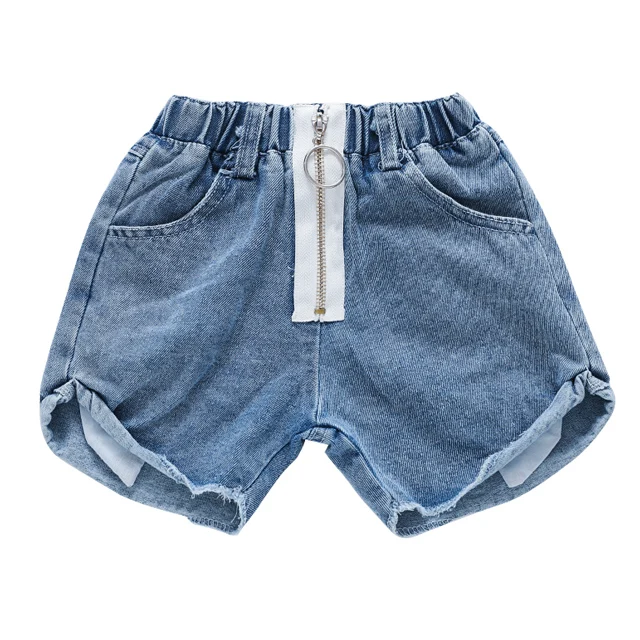 

wholesale china fashion design zipper summer kids shorts simple denim shorts for little girls