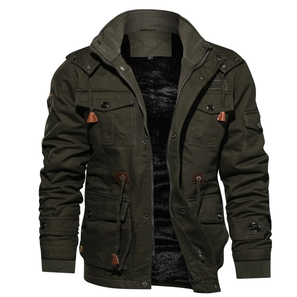 

Men Thermal Casual Fleece Lined Bomber Jacket Military Tactical Winter Coat Multi-Pocket Jacket, Customized