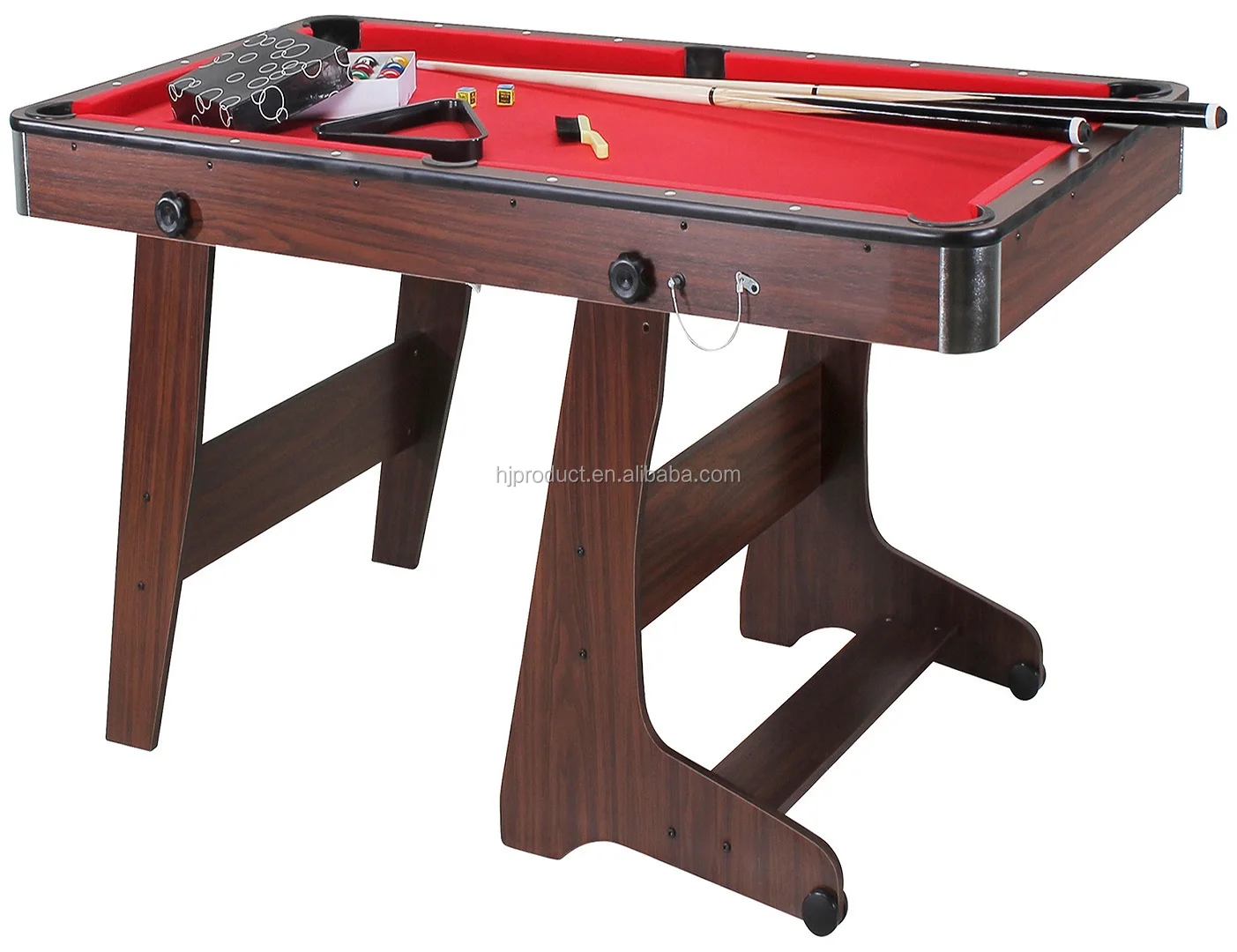 Fold Up Snooker Billiard Table Foldable Pool Table 5ft With Wheels For