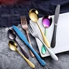 Creativity Stainless steel Cutlery set Rainbow Flatware 4pcs