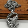 BC0016 Nordic mythical Viking necklace Moon Wolf Head Sign Necklace Wholesale
