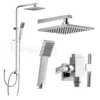 European Style Brass Chrome Rainfall & Hand Column Set Faucet Mixer Hand Bathroom Shower Rain