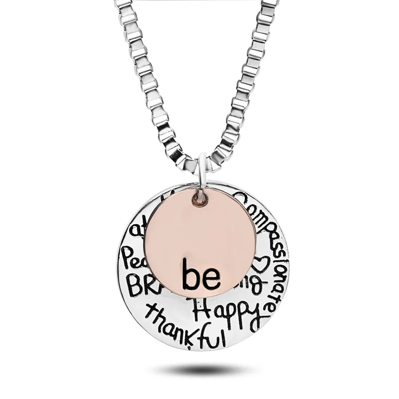 

Two-Tone alloy Be" Graffiti Charm Necklace, Picture