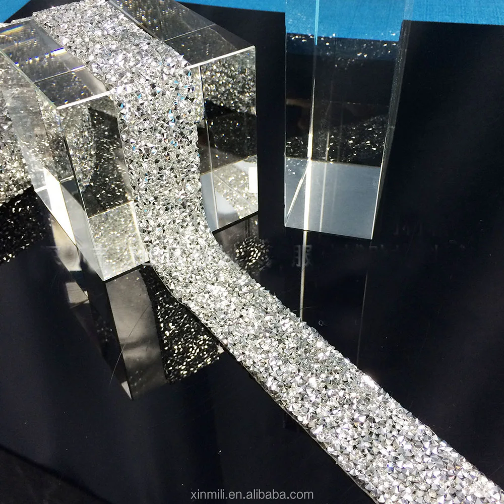 

2016 New arrival blingbling decorative rhinestone trim roll yard iron on for wedding dresses