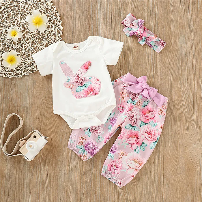 2019 Fashion Baby Clothes short Sleeves Baby Printing Cotton Romper Set with good price