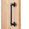 15inch Pipe Barn Door Handle Black Rustic Industrial Style Handle Bar Pull for Gate Cabinet Shed Door