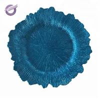 

PZ01420 new products blue snowflake plastic charger plate for wedding decoration