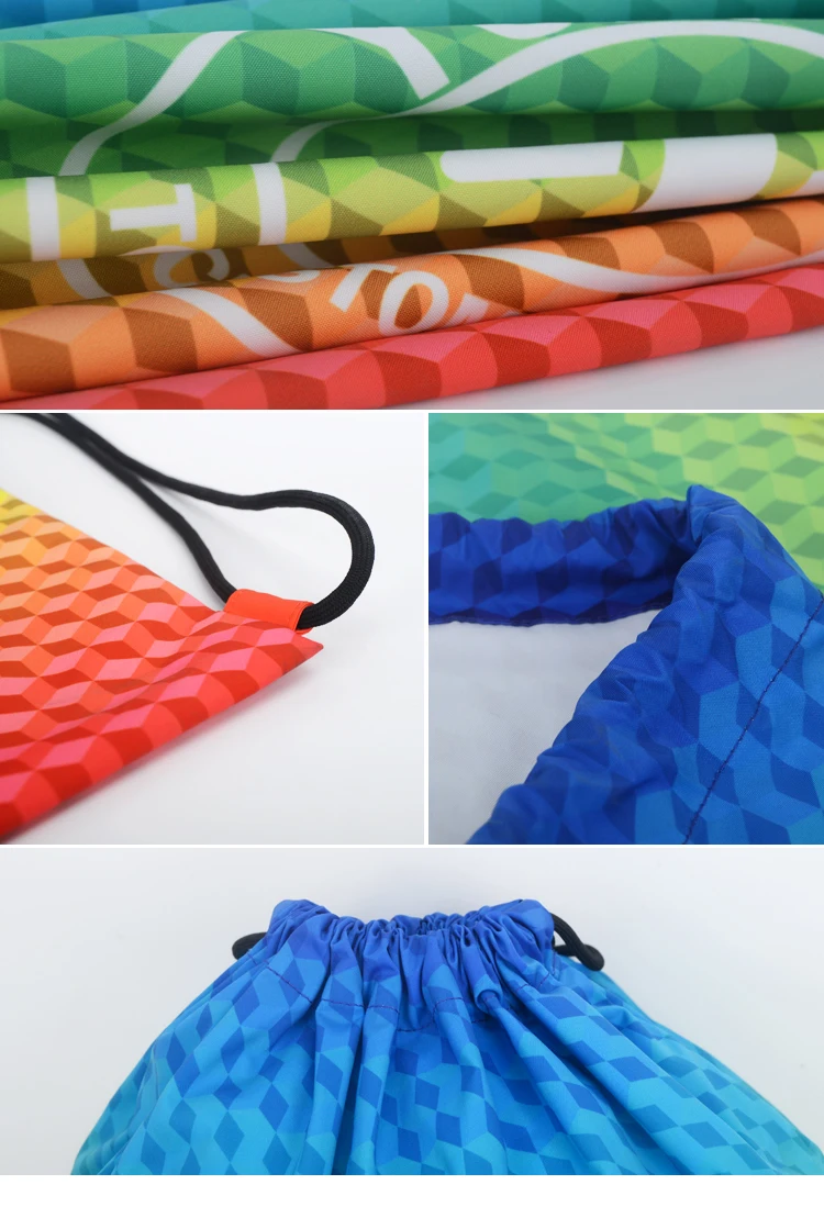 2018 Newest 3D Digital Printing Large Waterproof Sports Drawstring Bag